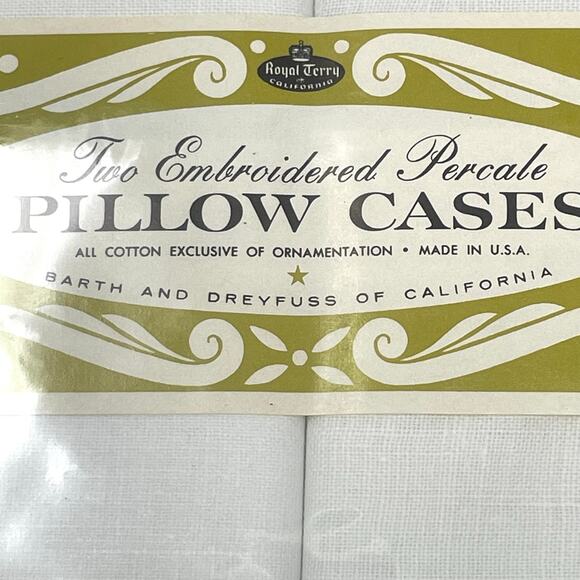 Barth and Dreyfus Vintage Embroidered Percale Pillowcases Original Gift Box - Picture 8 of 11